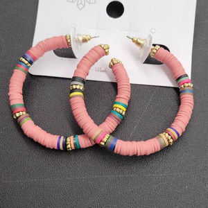 Pink Multi Color Katsuki Bead Hoops 2"